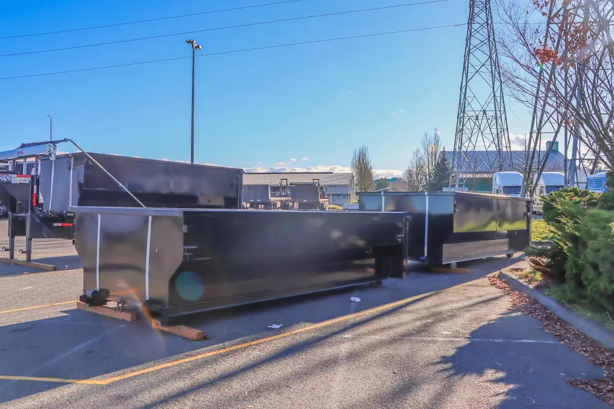 Roll-off dumpster ready for waste disposal at job site for 6 Yard Dumpster Rental in Glasgow
